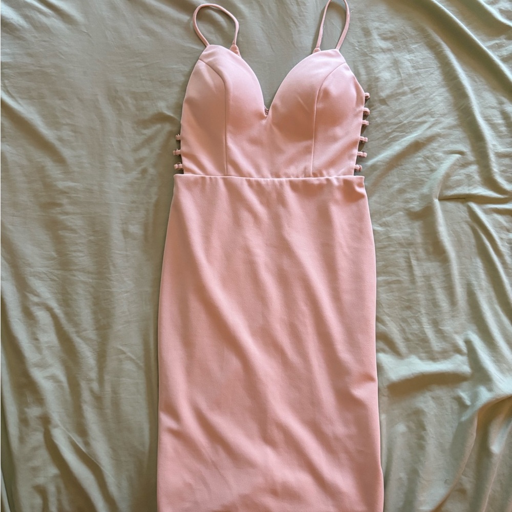 Elegant Soft Pink Spaghetti Strap Dress